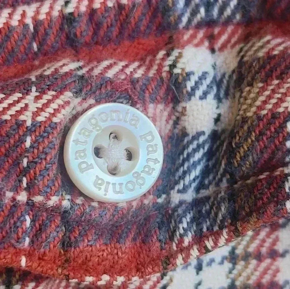 Patagonia Organic Cotton Vintage Orange Plaid Button Up Flannel Size 10 Women’s - Picture 5 of 8